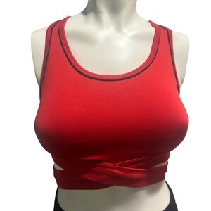 NWT Crossover Stripe Sports Bra Women’s Sz Small Red with Black stripes